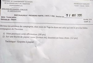 Togo : cette épreuve de Dessin au Bac 1 fait des remous - L-FRII