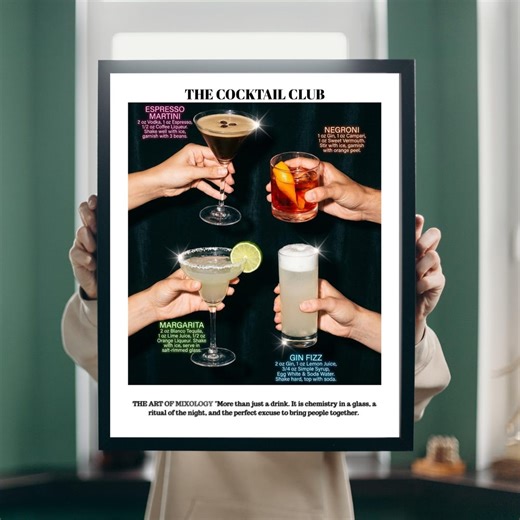 Retro Bar Cart Wall Art Print, Cheers Cocktail Kitchen Decor, Mid Century Drink Illustration, Trendy Home Bar Digital Download - Etsy