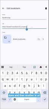 How to create bookmark to scroll up.