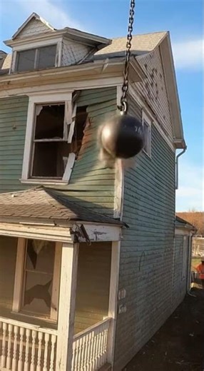 Wrecking Ball vs Old House Window 💥 Satisfying Demolition in Slow Motion #crushingtime #ouch