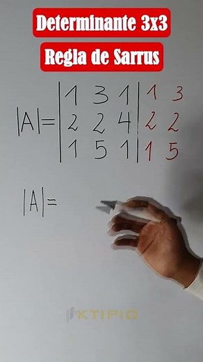 Determinante 3x3 Sarrus por columnas #tutorial #algebralineal #shorts