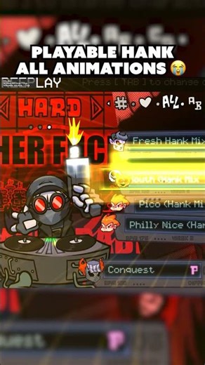 Playable Hank - ALL Menu Animations 😭 [FNF]