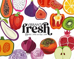 Garden Fruit and Vegetable Clipart – Hand-drawn Food SVG PNG for Kitchen and Prints - Etsy