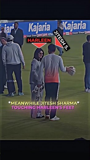Jitesh Sharma Touches Harleen's Feet 🎀🫶🏻 #cricket #hardikpandya #shorts