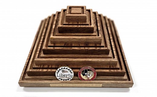 Oak Wood Challenge Coin Display Stand: Spinning Pyramid, Veteran Made - Etsy