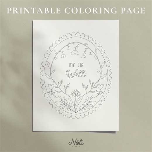 It is Well Scripture Coloring Page | Christian Printable Wall Art | Faith Adult & Teen Coloring | Scripture Decor | Hand Drawn Verse Gift - Etsy