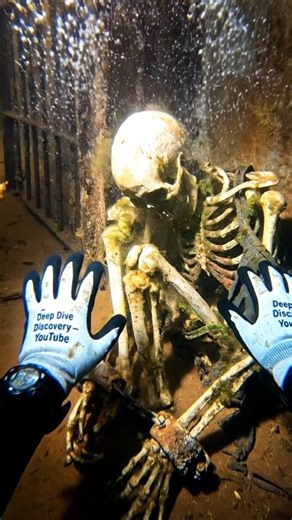 Deep Dive Discovery 🌊 on Instagram: "Found a Prisoner SKELETON counting his last days! Locked in a sunken dungeon... he never escaped. I found tally marks scratched on the wall next to his chains. He was counting until the very end. 😢 #Prisoner #Mystery #Underwater #DeepDiveDiscovery #Shorts"