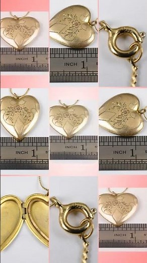 10K Gold-Filled Victorian Engraved Heart Locket Pendant on 20 in Chain