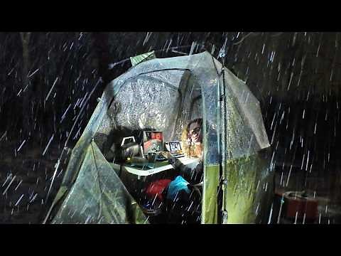 Snowstorm Gaming In a Clear Tent - Winter Camping Adventure