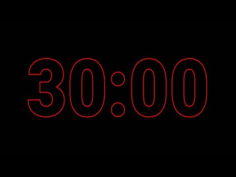 30 Minute Timer Countdown | Big Red Numbers | No Sound | Focus Study Timer