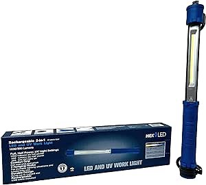 NextLED NT-2061A-10UV Rechargeable Portable COB LED and UV Work Light, 1000 Lumen, Cordless Drop Light with 360 Degree Swivel Hooks, 4000 mAh Li-ion Battery, USB-C Cable Included