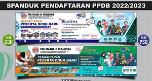 Free 2 Desain Spanduk Pendaftaran PPDB 2022 CorelDraw Photoshop (Free CDR & PSD)
