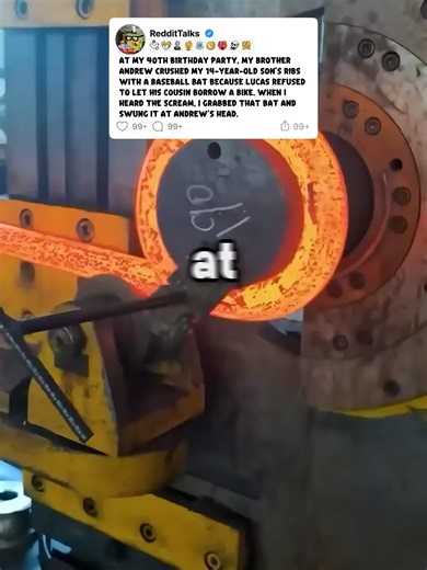 At my 40th birthday party, my brother Andrew crushed my.. Full video on YouTube @RedditTalks095 - Linked in comments! [FULL STORY] At my 40th birthday party, my brother Andrew crushed my 14-year-old son's ribs with a baseball bat because Lucas refused to let his cousin borrow a bike. When I heard the scream, I grabbed that bat and swung it at Andrew's head. I do not own this video, I am posting it purely for views and all the views for the long video can go straight to the original creator. if R
