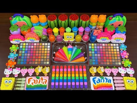 Slime Mixing Eyeshadow Into Clear Slime — Relaxing Glossy ASMR #166