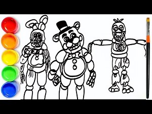 How to draw Five Nights at Freddy's Withered Animatronics | Withered Bonnie, Withered Chica