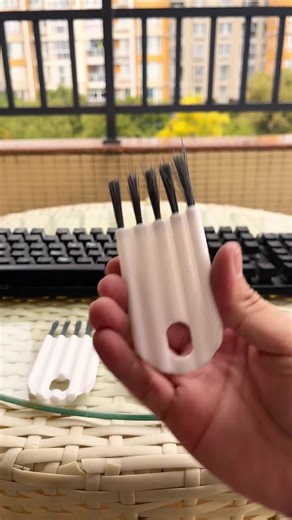 Such a simple tool, but it works so well. My keyboard has never looked this clean. #cleaningtiktok #dishbrush #keyboardclean #cleantok #homefinds