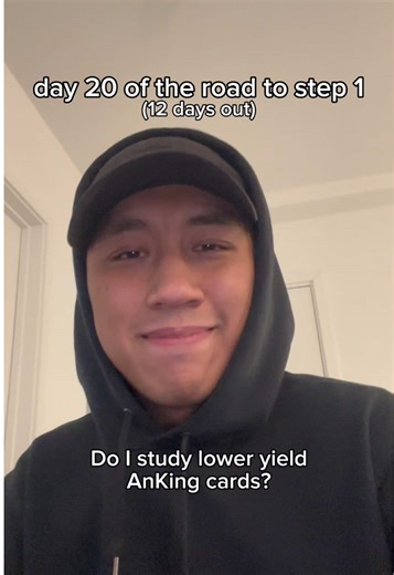 Do you need to study RelativelyHighYield TemporaryHighYield cards in AnKing for Step 1? My answer: only if they earn it. I prioritize HighYield first, then selectively unsuspend lower-yield cards only if they're tied to a UWorld or NBME mistake I made. This keeps my reviews lean, relevant, and weakness-focused. Triage your prep. Not all AnKing cards deserve your dedicated time. Day 20/31 of the Road to Step 1🫣 #step1 #anki #anking #nbme #medschool