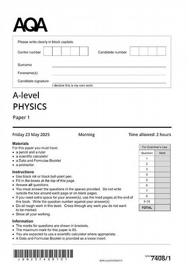 AQA A Level Physics Paper 1 2025