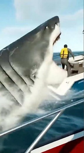 MEGASHARK ATTACK! Watch It DESTROY the Boat! 🦈#SharkAttack #Megalodon #BoatDestroyer