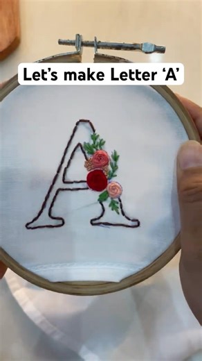 How to Embroider Letter A for Beginners | Easy Hand Embroidery Tutorial #shorts