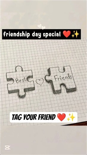 Best Friends Forever ❤️ Easy 3D Puzzle Drawing on Graph Paper | Friendship Day #shorts