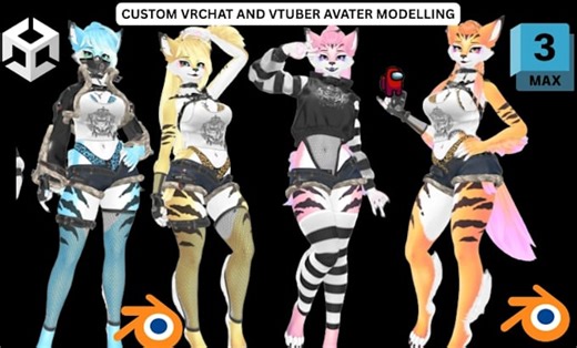Créer ou modifier un avatar vrchat, modèle vtuber vrm vseeface blender,unity sdk,3dsmax