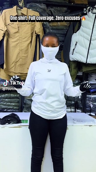 Hooded Compression Tee with Facemask for Outdoor Activities