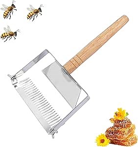 2025 Upgraded Adjustable Honey Uncapping Fork Extra Wide Ergonomic Design with Stainless Steel Head Wooden Handle for Efficient Honey Harvesting Beekeeping Equipment Essential Tool for Beekeepers