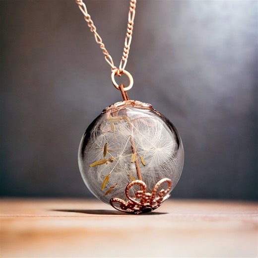 Rose Gold Dandelion Seed Necklace