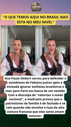 DEFESA! Ana Paula Siebert defende Fabiana Justus após críticas por viagem a Paris