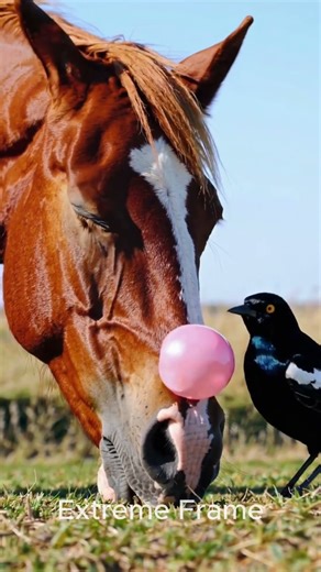 A crow plays with a horse #ai #shorts #animals #horse