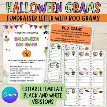 Holiday Fundraiser Candy Grams Editable Halloween Boo Template Fundraiser PTO