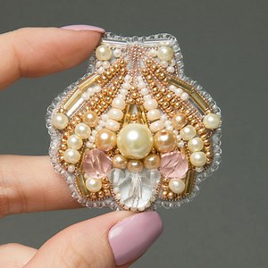 Beaded Shell Brooch DIY Craft Kit: Beginner Beading - Etsy