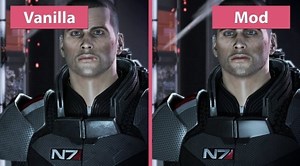 Сравнение оригинальной Mass Effect 2 и мода с текстурами высокого разрешения