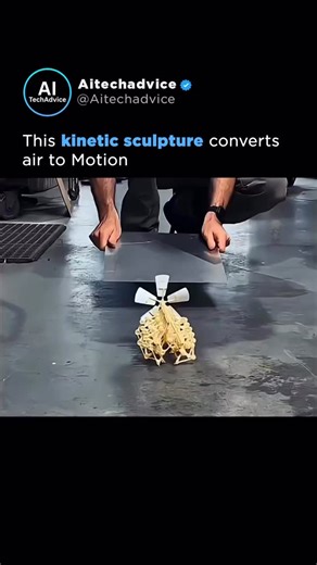 AI I Business I Tech on Instagram: "🌬️🤖 This machine walks… with no motors, no batteries, just wind. The Strandbeest uses clever mechanical linkages to turn air into lifelike movement ⚡ It blends robotics, engineering, and nature into pure motion art 🚀 Sustainable design doesn’t get cooler than this. Follow @aitechadvice for more mind-blowing tech and innovation 👇 . . . The Strandbeest kinetic sculpture shows how mechanical engineering and biomimicry can create motion using only wind power. 