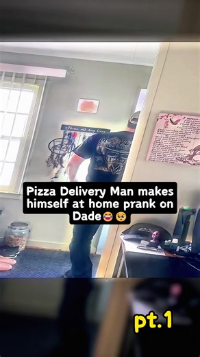 Pt.1 Pizza Delivery Man makes himself at home prank on Dad. #dad #prank #reaction #comedy #funny