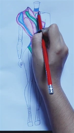 Super Unique! Colorful Abstract Bodysuit Fashion Design Sketch