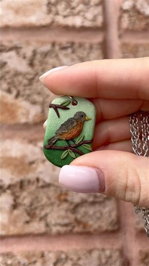 Making a polymer clay bird necklace 🪶 #clay
