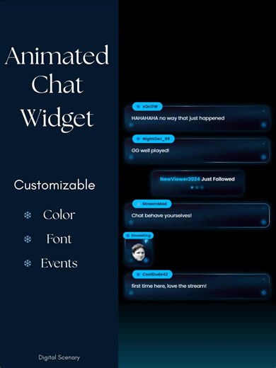 Animated Blue Neon Chat Widget, Customizable Streamelements Overlay (HTML/CSS) - Etsy