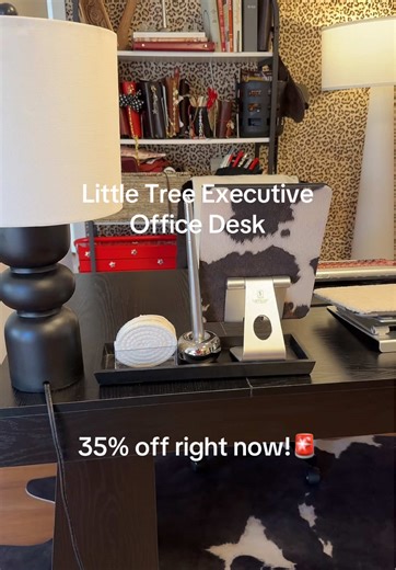 Love my @LITTLE TREE Executive desk for my home office! It’s the perfect size and I love the design! It’s also 30% off right now! 🚨❤️I had to take my monitors off so you could see it better without cords everywhere 🤣🤭 #tiktokshopjumpstartsale #office #desksetup #homeoffice #fyp