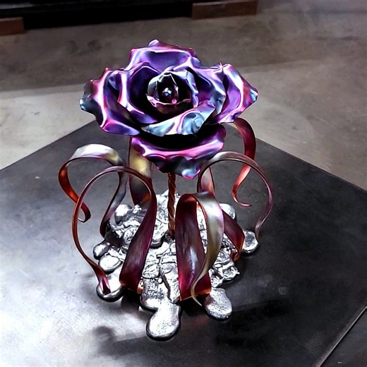 Unique Copper Rose Sculpture: "splash of Love" Metal Art Artisanal Bespoke - Etsy