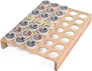 MinBoo BamBoo k cup holder Drawer or Countertop k cup Organizer Coffee Pod Holder Hold 35 Coffee Pod Storage Kcup coffee pods holder for coffee station Office and Kitchen k cup storage