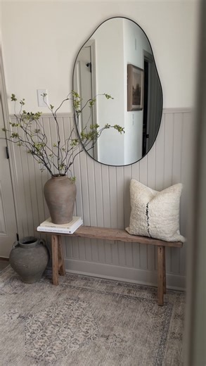 A much needed entryway makeover ✨ Lowe's Home Improvements #LowesPartner I LOVE giving small spaces refreshes that give a big impact- and these shiplap panels did just that 👏🏻 SO much more visually interesting, without overloading the area! The front door was also something I have wanted to do since before we even moved in, not only to brighten the space but it looks so much nicer! I really couldn't be happier with how it turned out, and I hope you all love it too 🤎 Follow & comment "SHOP" an
