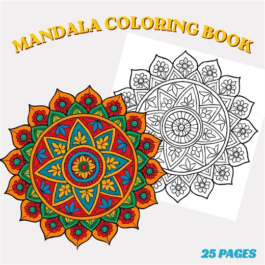 Bold Easy Mandala Coloring Pages, Kids Adult Coloring Book, Mindful Stress Relief (printable PDF) - Etsy