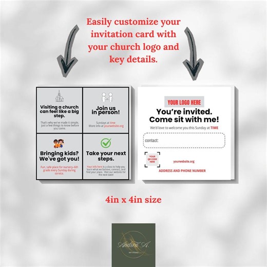 Modern Church Invitation Card | Customizable 4x4 Outreach (instant Download) - Etsy
