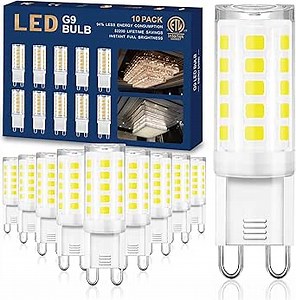winshine 10 Pack G9 LED Bulb T4 Chandelier Light Bulbs 5000K Daylight, 4W (40W Halogen Replacement) G9 Bi Pin Ceramic Base, 120V AC 360°Beam Angle for, Barthroom Lamp, Crystal Wall Lamp Not-Dimmable