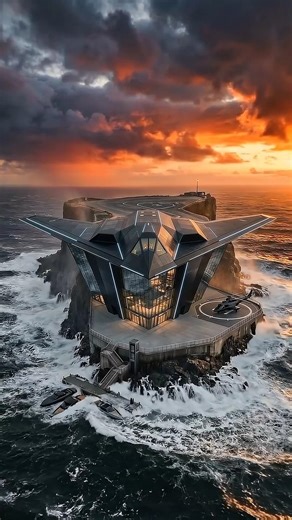 Building a B2 Bomber Futuristic Secret Base on an Ocean Cliff 🌊🛩️