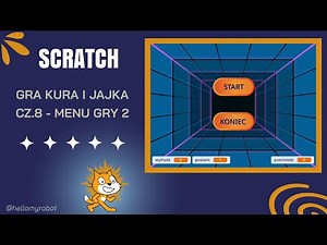 PIERWSZA GRA W SCRATCH CZ.8 - Kura i jajka. Menu gry // Przyciski START oraz KONIEC, nowe tło menu