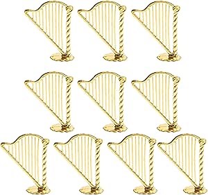 jojofuny 10pcs Miniature Harp, Xmas Tree Musical Instrument, Miniature Musical Instrument Model, Mini Harp Model Pendant for Christmas Music Party Home Decor