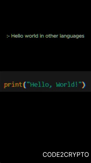 Hello World in Different Programming Languages 🌍 CODE2CRYPTO ©